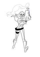 A coloring page of mega mindy